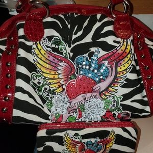 Ed hardy purse and matching wallet